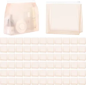 80 Pack Mini Pink Clear Makeup Bag Organizer Pouches Cosmetic Zipper Pouch Small Travel Pouches for Toiletries Transparent EVA Reusable Wash Bags Bulk Waterproof Plastic Gift Bags, Pink Frosted, 5.9