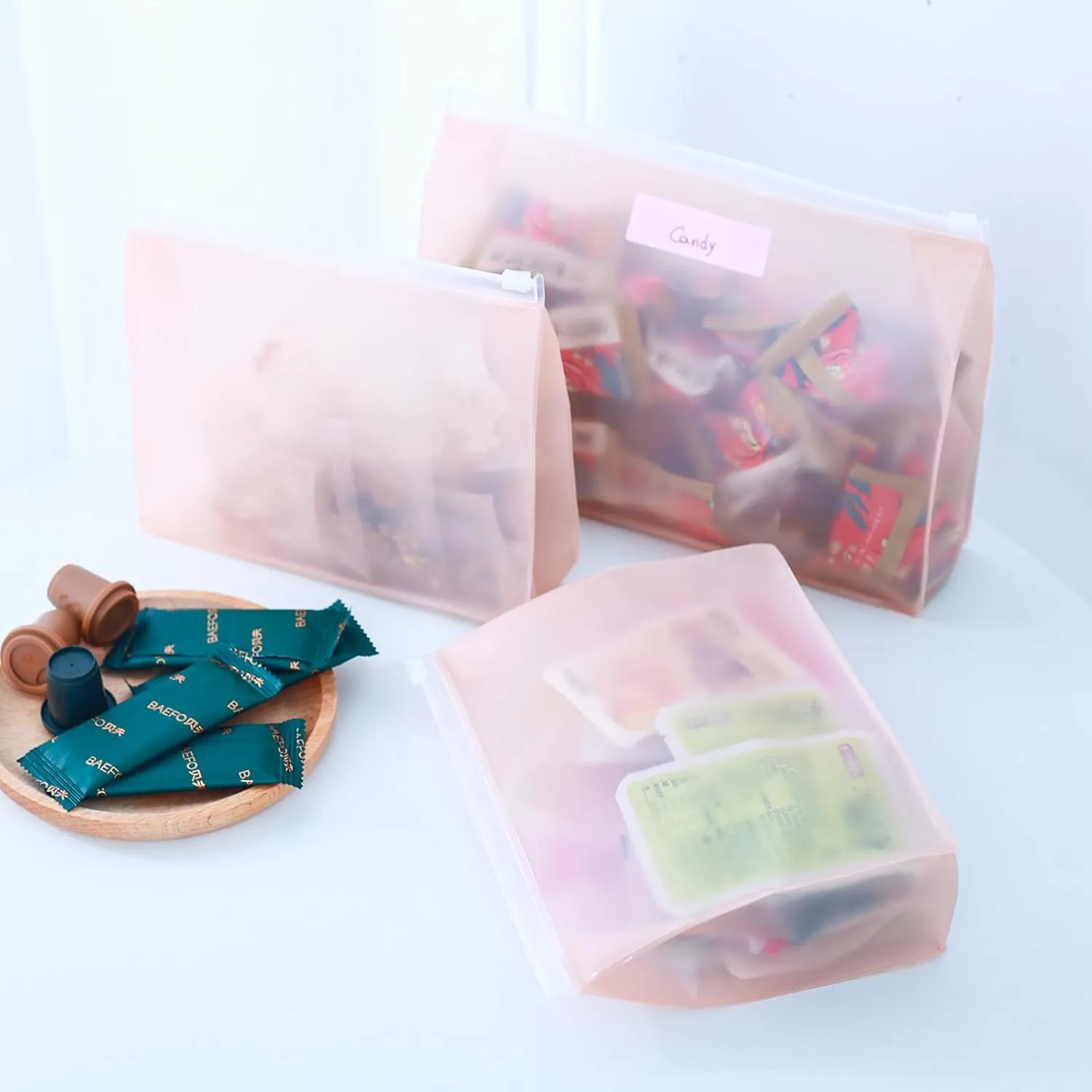 80 Pack Mini Pink Clear Makeup Bag Organizer Pouches Cosmetic Zipper Pouch Small Travel Pouches for Toiletries Transparent EVA Reusable Wash Bags Bulk Waterproof Plastic Gift Bags, Pink Frosted, 5.9