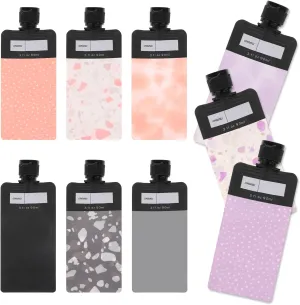 9pcs Refillable Leak Proof Empty Squeeze Pouches,Multiple Colors Travel Pouches for Toiletries,Portable Fluid Packing Bag for Shampoo Conditioner Lotion Body Wash