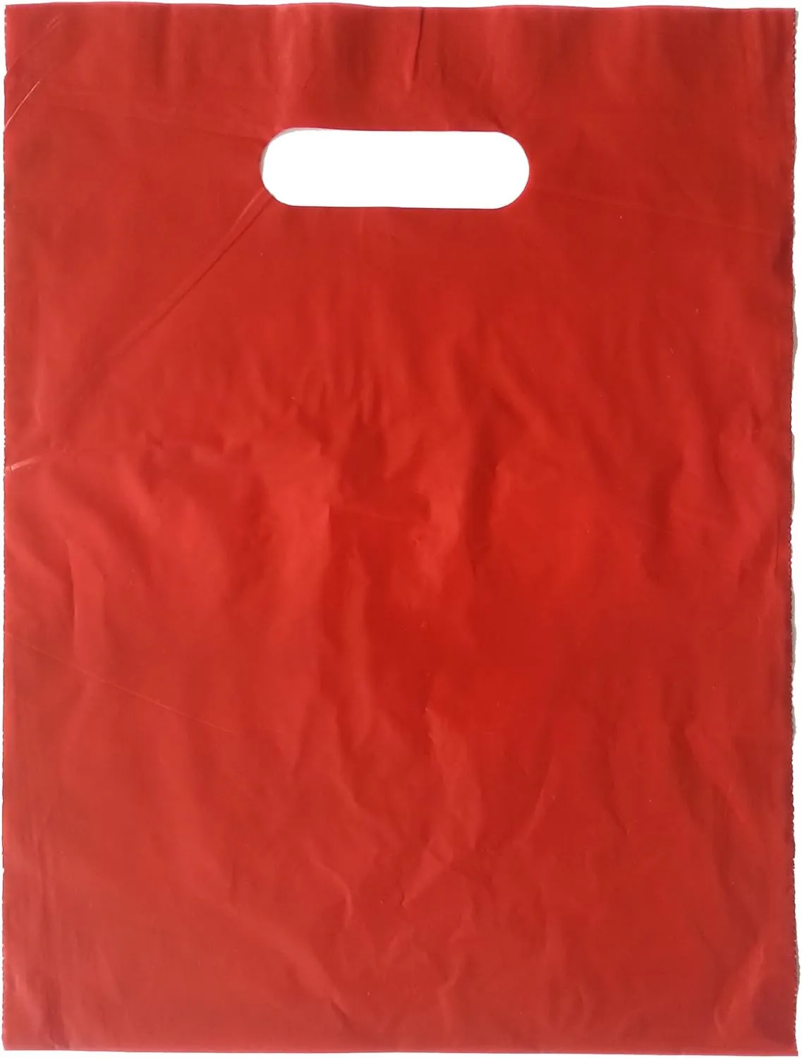 9x12 Red Die Cut Handle Plastic Shopping Bags 100/cs 