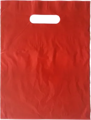 9x12 Red Die Cut Handle Plastic Shopping Bags 100/cs 