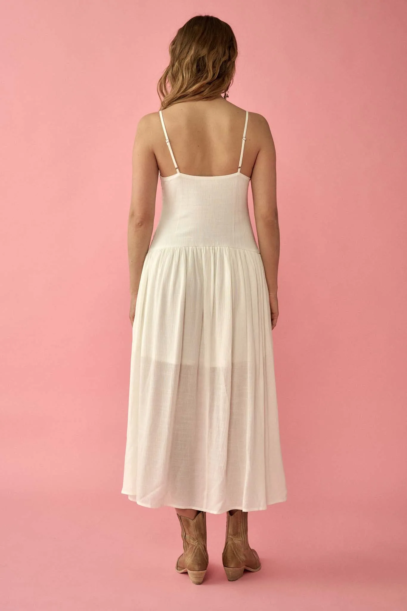 Adore You Lace Bodice Button-Front Midi Dress