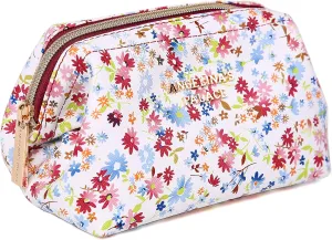 Angelina's Palace Vegan Leather Waterproof Travel Cosmetic Bag Toiletry Organizer Makeup Pouches(blossom wine)