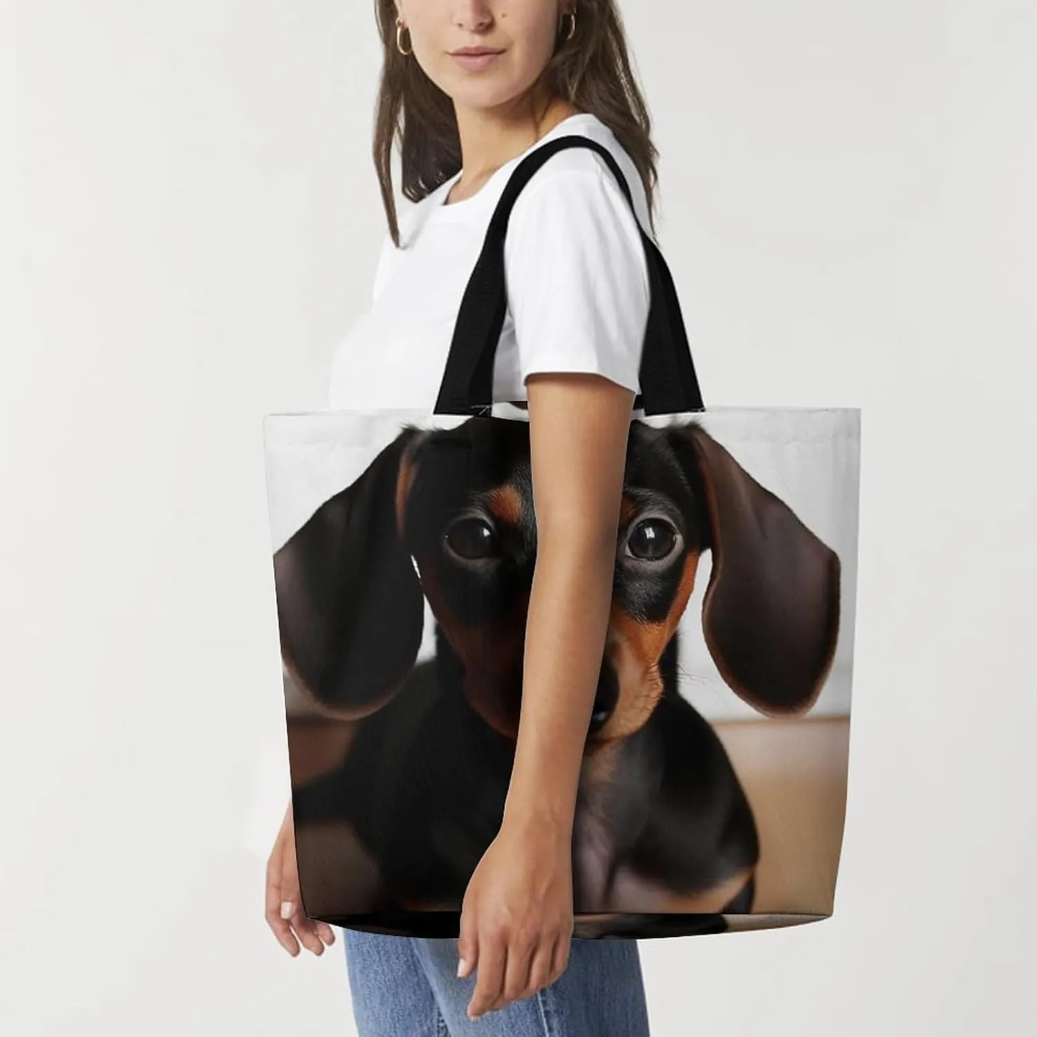 Animal Pug Dog Beach Bag Reusable Tote Bag Foldable Grocery Bags Women Shopping Bags for Daily Essentials
