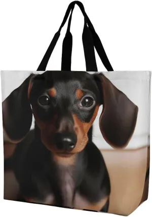 Animal Pug Dog Beach Bag Reusable Tote Bag Foldable Grocery Bags Women Shopping Bags for Daily Essentials