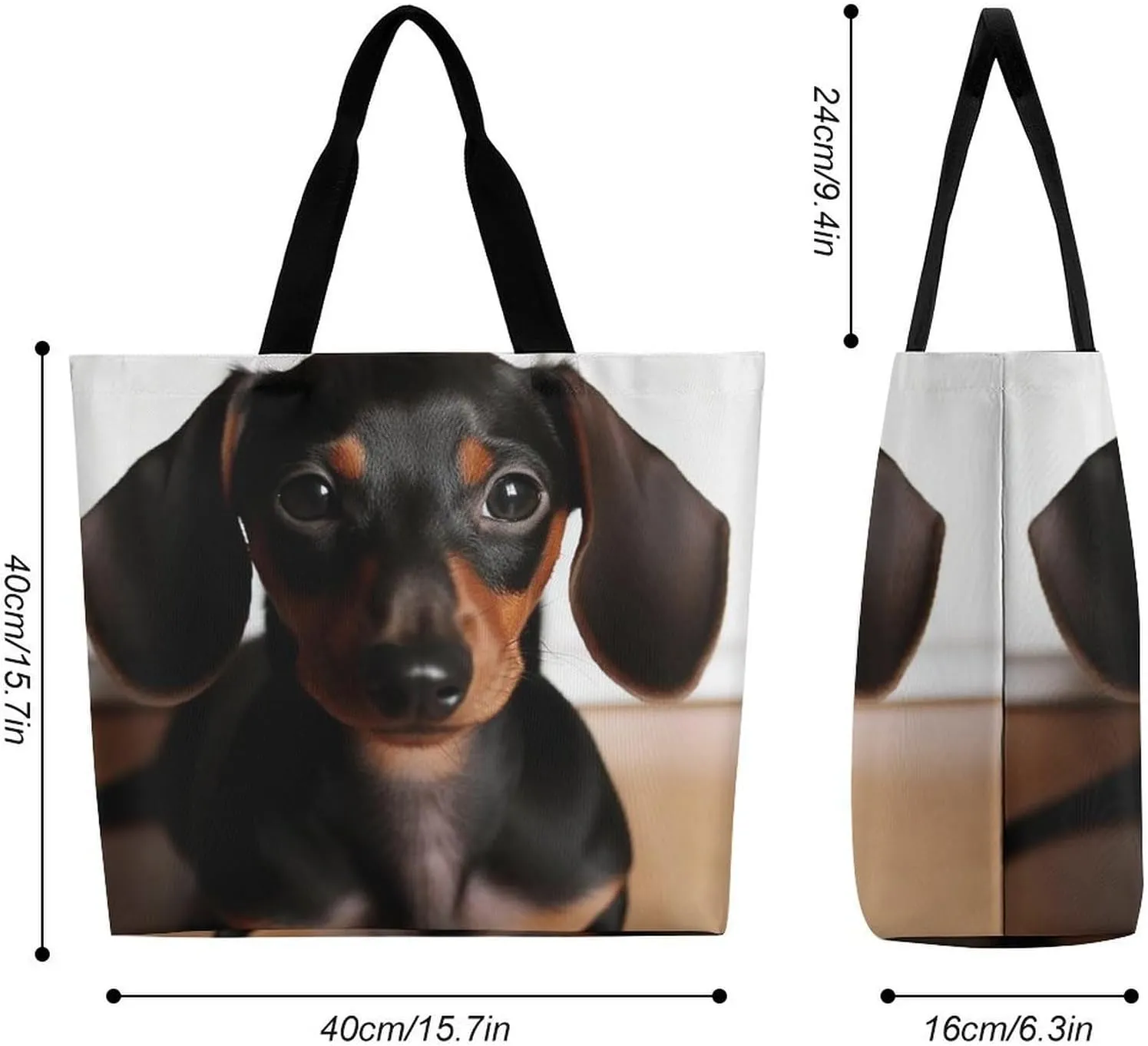 Animal Pug Dog Beach Bag Reusable Tote Bag Foldable Grocery Bags Women Shopping Bags for Daily Essentials