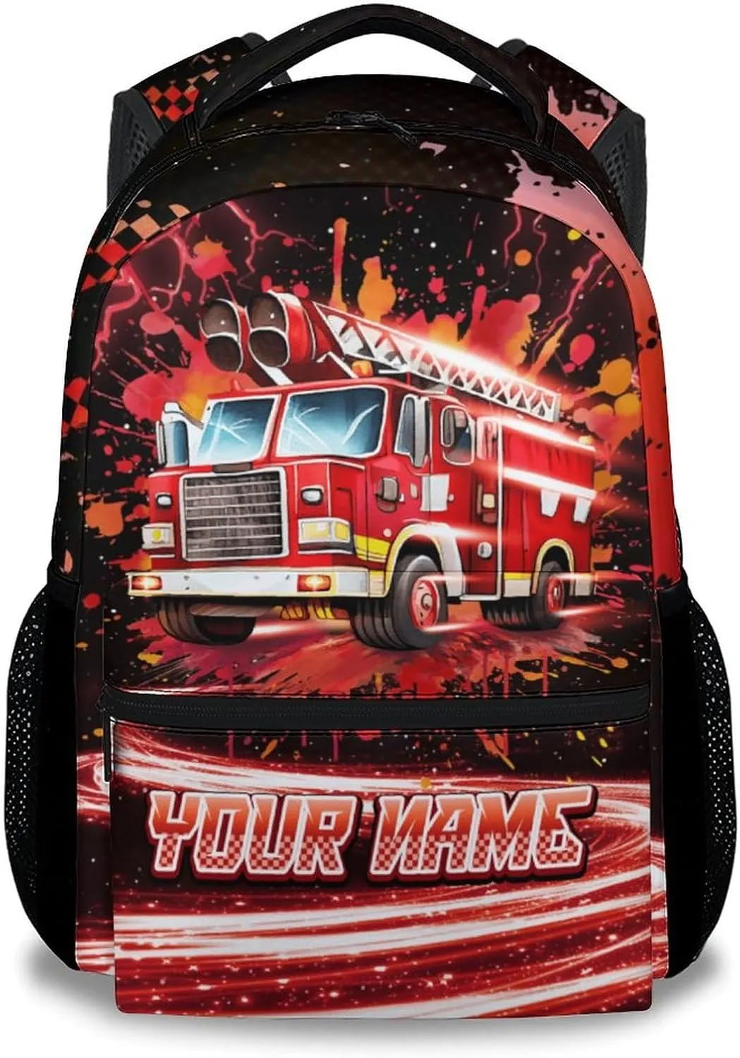 Backpacks for School - Personalized Fire Truck Backpacks for Boys - 17 Inch Kids Bookbag for Elementary Kindergarten - Lightweight School Bag for Toddlers