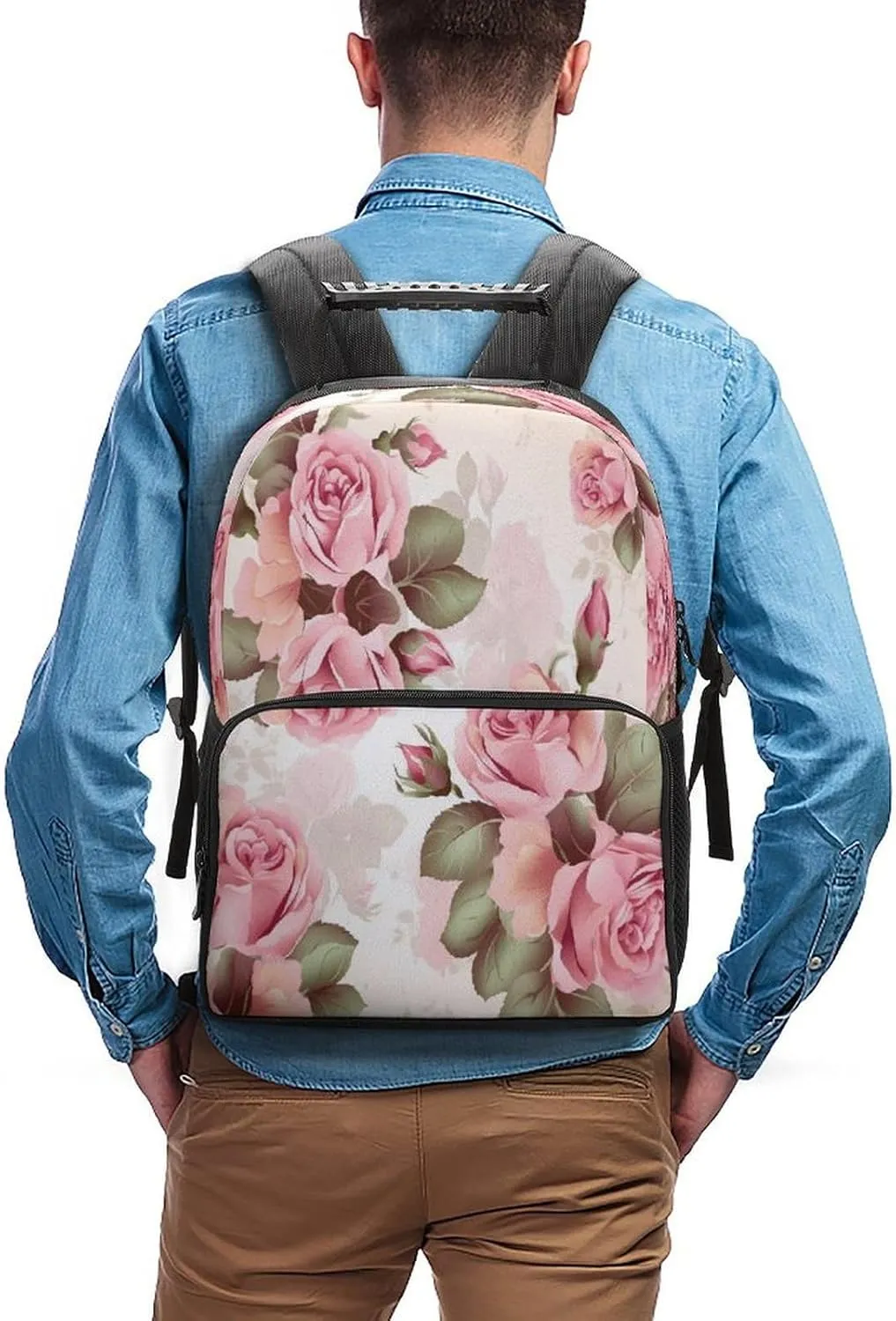 Backpacks Rose Floral Travel Bag Business Work Laptop Backpack
