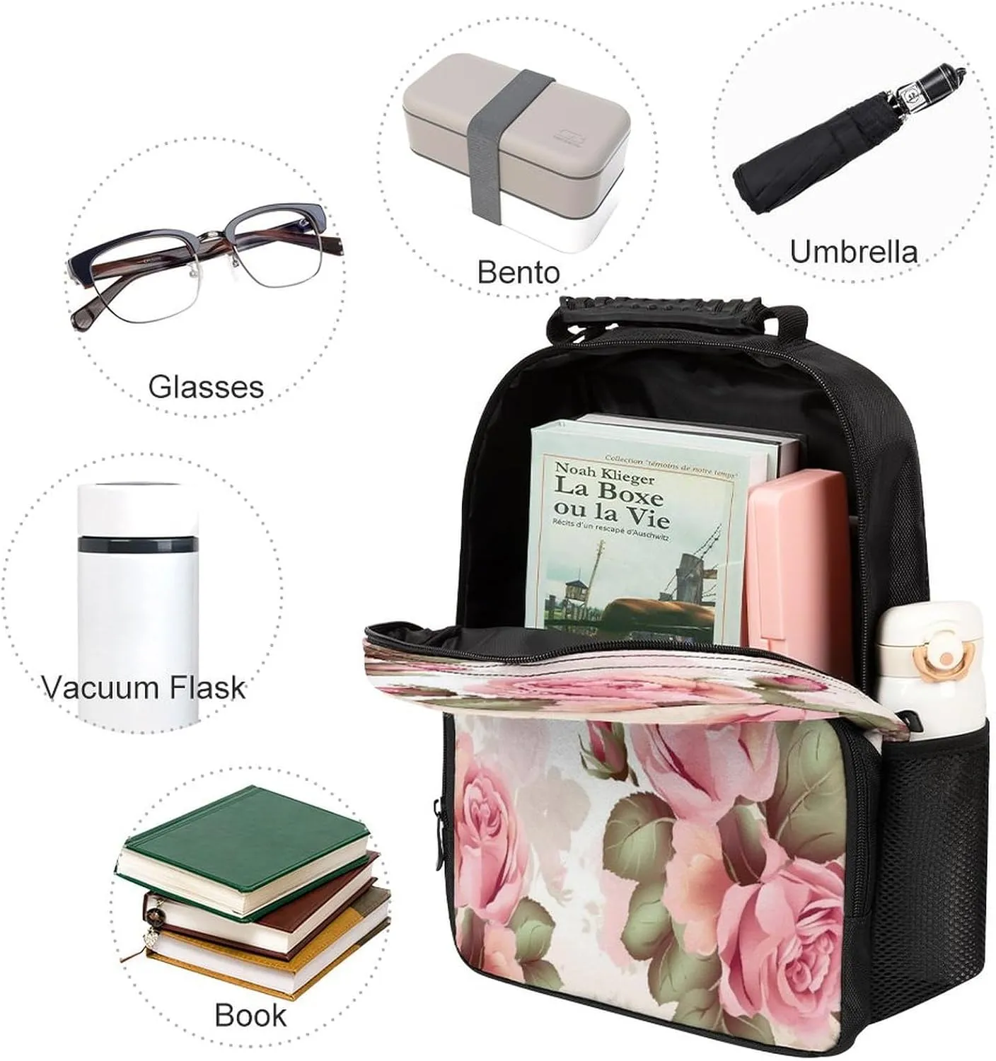 Backpacks Rose Floral Travel Bag Business Work Laptop Backpack