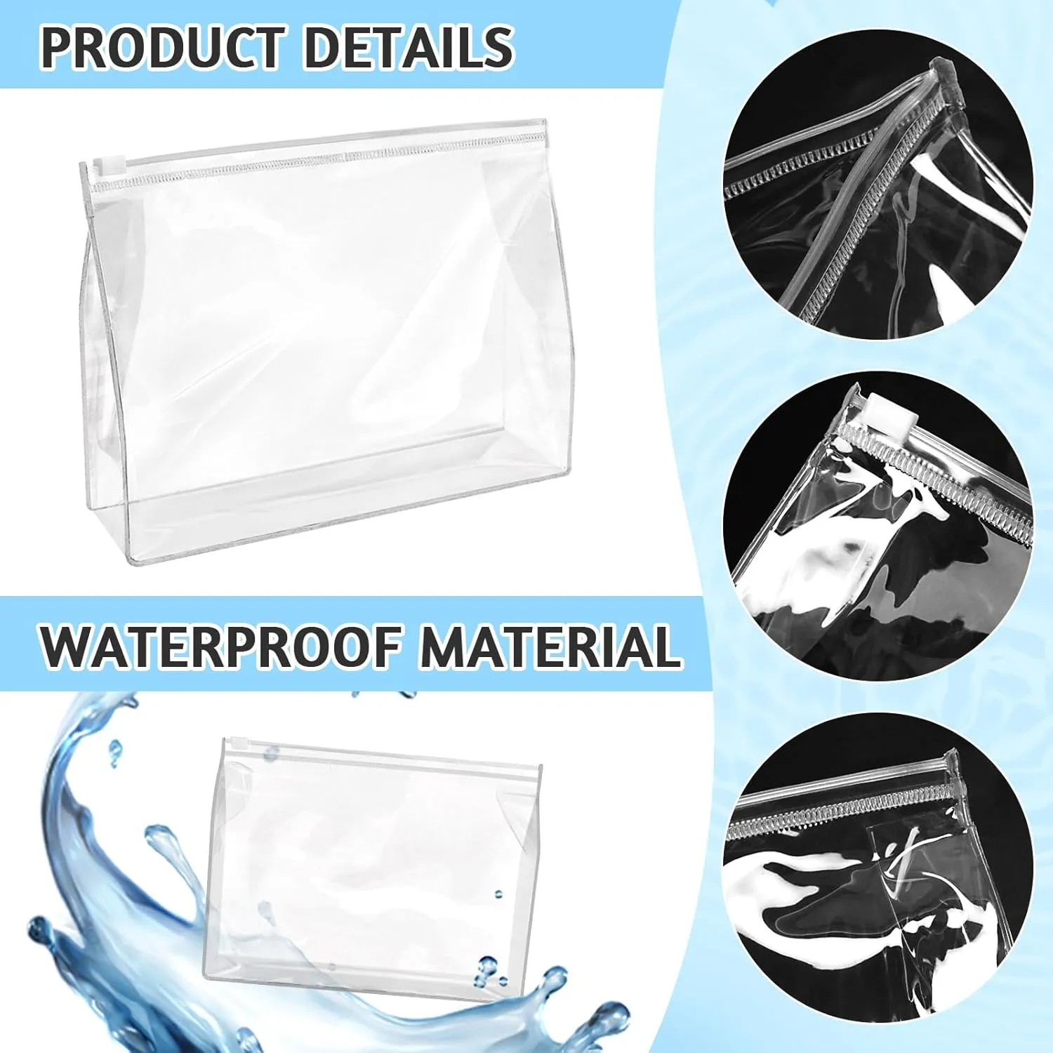 BadenBach 24 PCS Small Clear Makeup Bag,7.9" x 5.9"x 2", Mini Clear Zipper Pouches Waterproof Clear Plastic Toiletry Bags Bulk Cosmetic Organizer Bags for Travel Vacation Swimsuit Bikini