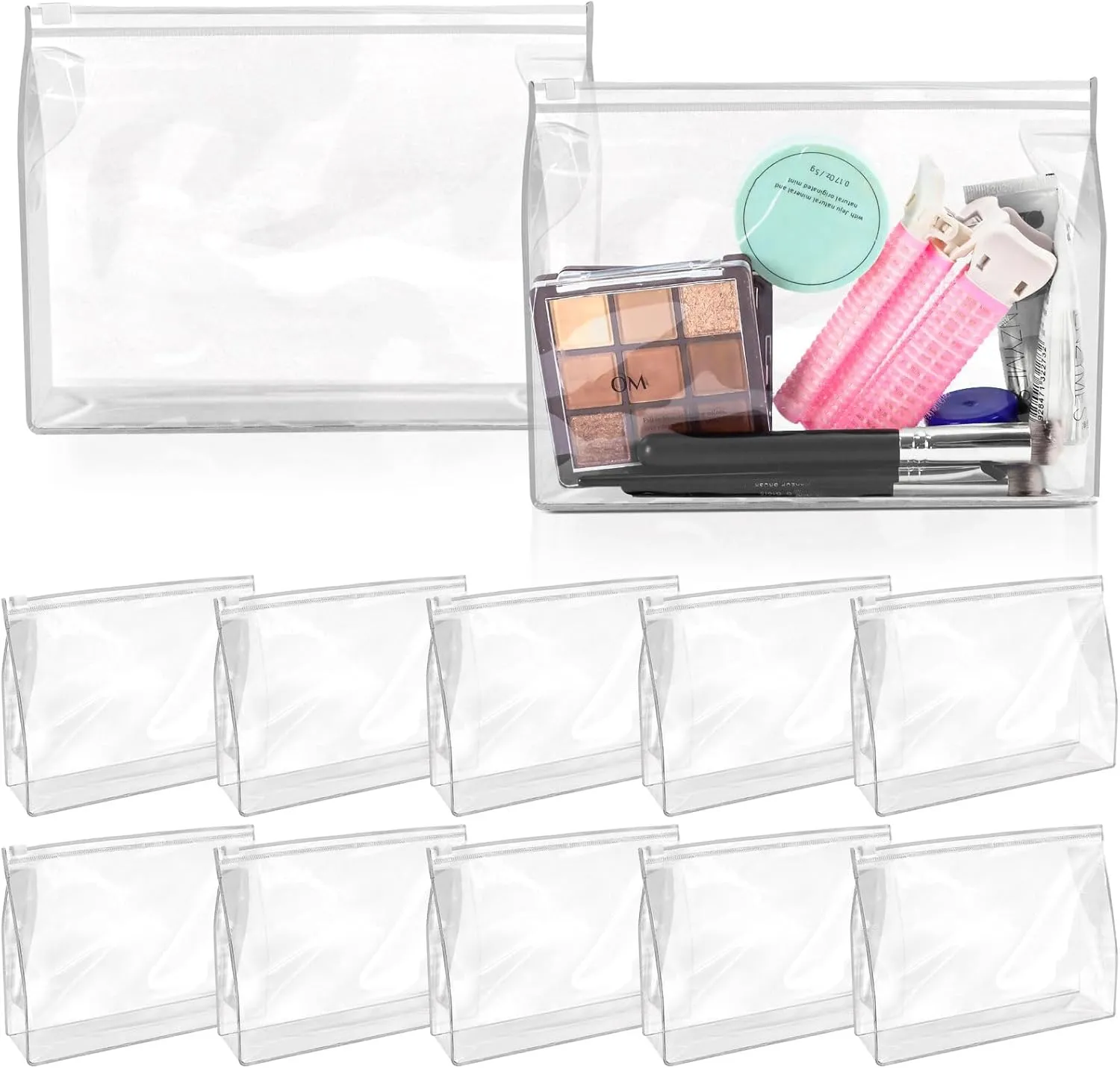 BadenBach 24 PCS Small Clear Makeup Bag,7.9" x 5.9"x 2", Mini Clear Zipper Pouches Waterproof Clear Plastic Toiletry Bags Bulk Cosmetic Organizer Bags for Travel Vacation Swimsuit Bikini