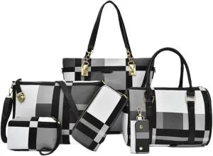 Bags for Women Women's Bags Fashionable One Shoulder Crossbody Bags Six Piece Set Mother and Child Bags Women's Bags(Black)