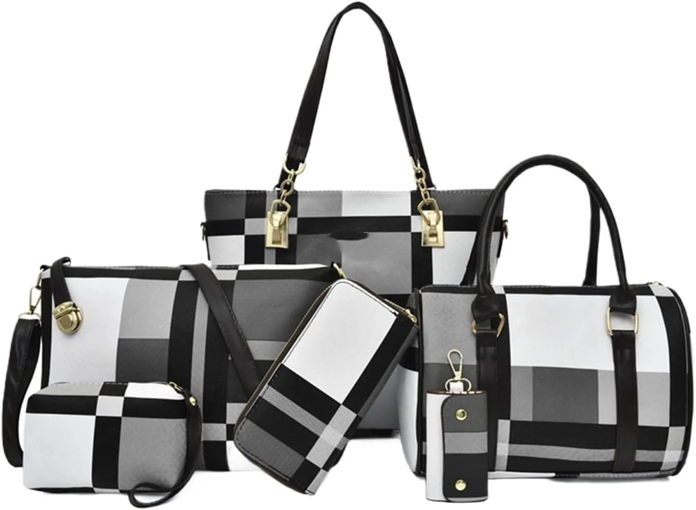 Bags for Women Women's Bags Fashionable One Shoulder Crossbody Bags Six Piece Set Mother and Child Bags Women's Bags(Black)