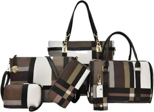 Bags for Women Women's Bags Fashionable One Shoulder Crossbody Bags Six Piece Set Mother and Child Bags Women's Bags(Brown)