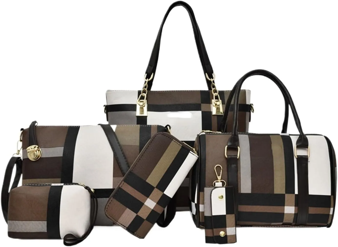 Bags for Women Women's Bags Fashionable One Shoulder Crossbody Bags Six Piece Set Mother and Child Bags Women's Bags(Brown)