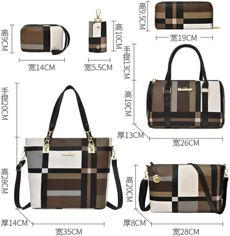 Bags for Women Women's Bags Fashionable One Shoulder Crossbody Bags Six Piece Set Mother and Child Bags Women's Bags(Brown)