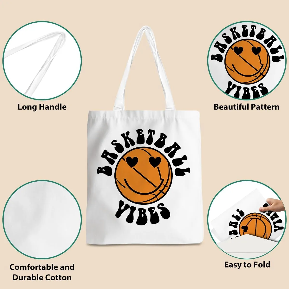 Basketball Storage Bag Sports Lovers Tote Bag, Basketball Stuff, Basketball Gifts for Women Men Basketball Fans Player