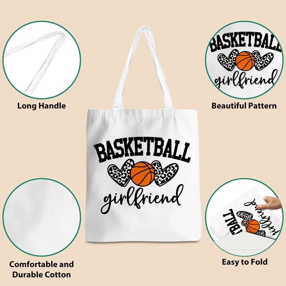 Basketball Storage Bag Sports Lovers Tote Bag, Basketball Stuff for Women Men Basketball Fans Player Daughter Son