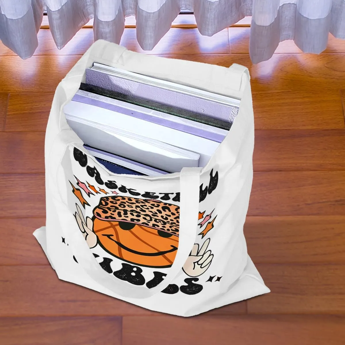 Basketball Storage Bag Sports Lovers Tote Bag, Basketball Stuff for Women Men Basketball Fans Player Daughter Son
