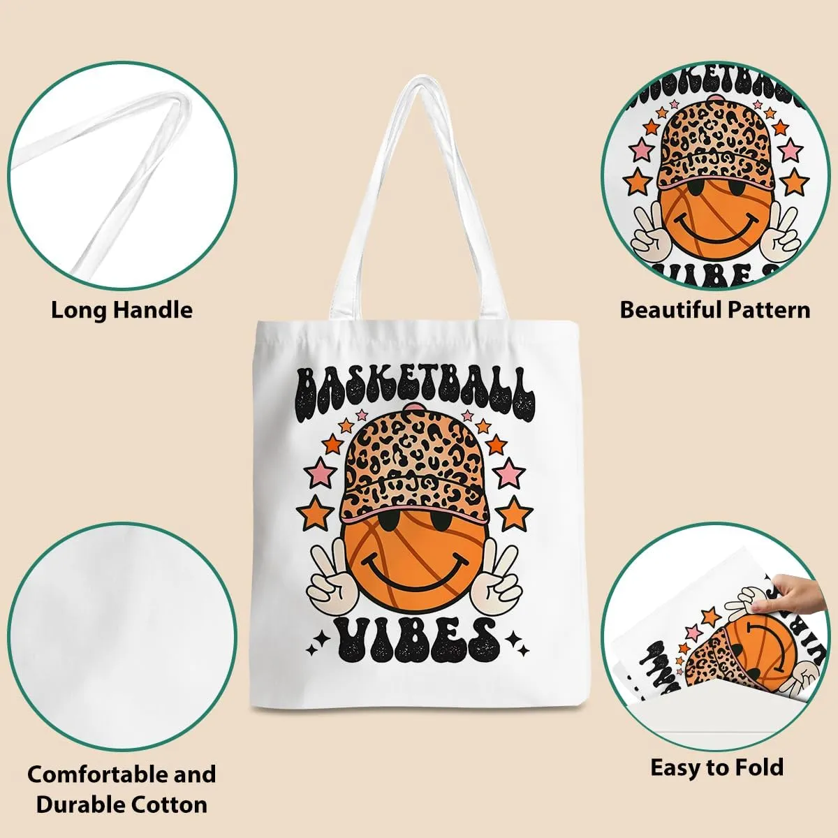 Basketball Storage Bag Sports Lovers Tote Bag, Basketball Stuff for Women Men Basketball Fans Player Daughter Son