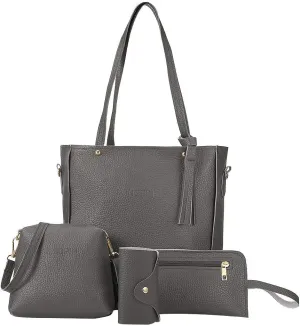 Beach Tote Bag 4 Packet Leather Solid Color Handbags Shoulder Bags Crossbody Hobo Bags Card Purse Work Travel Essential G