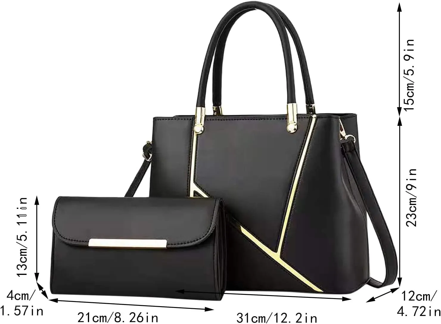 Beach Tote Bag 4 Packet Leather Solid Color Handbags Shoulder Bags Crossbody Hobo Bags Card Purse Work Travel Essential T
