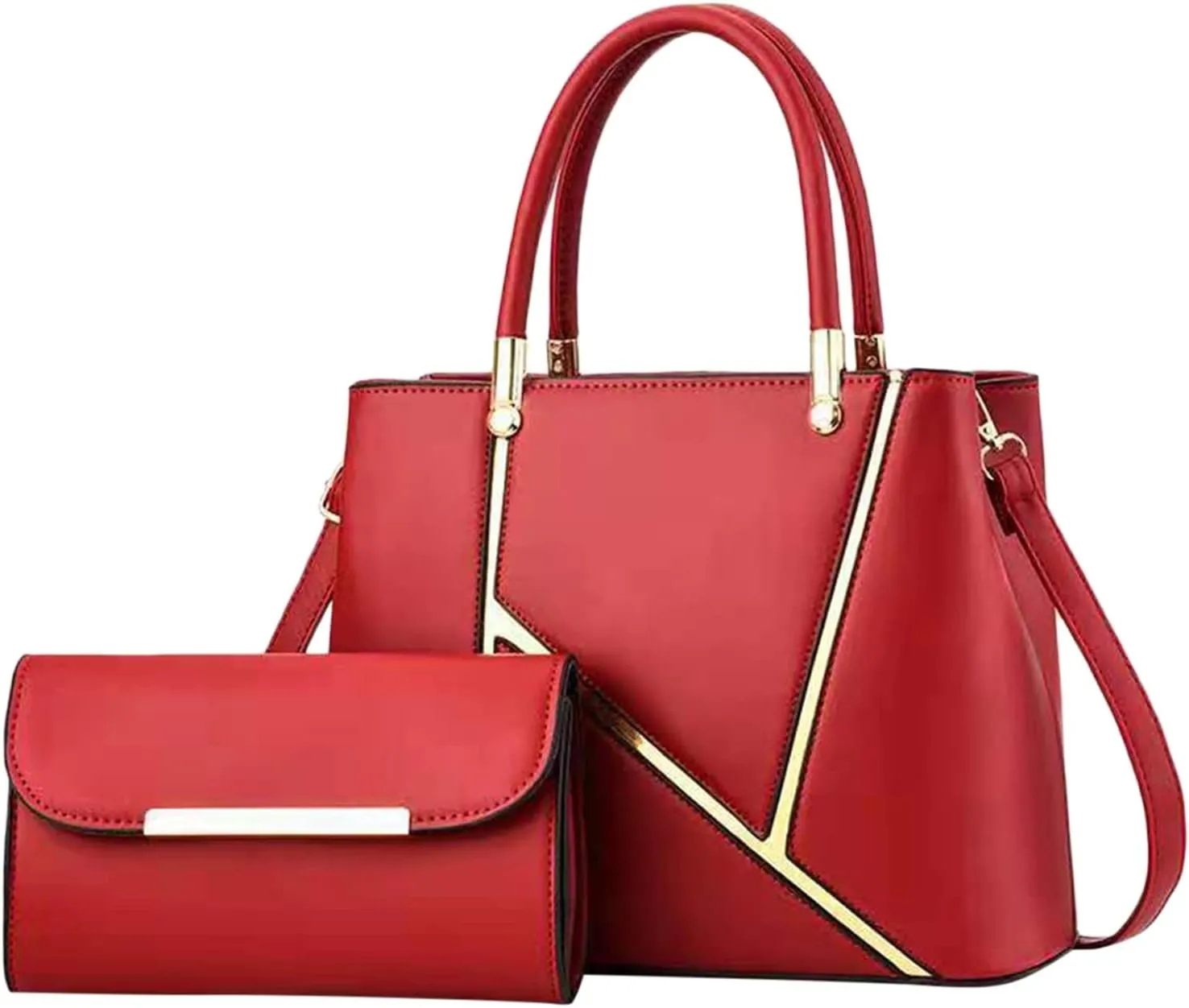 Beach Tote Bag 4 Packet Leather Solid Color Handbags Shoulder Bags Crossbody Hobo Bags Card Purse Work Travel Essential T