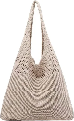 Beach Tote Bag Portable Hollow Knitted Hobo Bags Large Shoulder Vest Bag For Outdoor Shopping Beach Travel Essential S