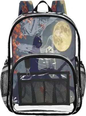 Black Cat White Owl School Backpacks, Clear Plastic Bags, Transparent School Bag, Kid Backpack Boy