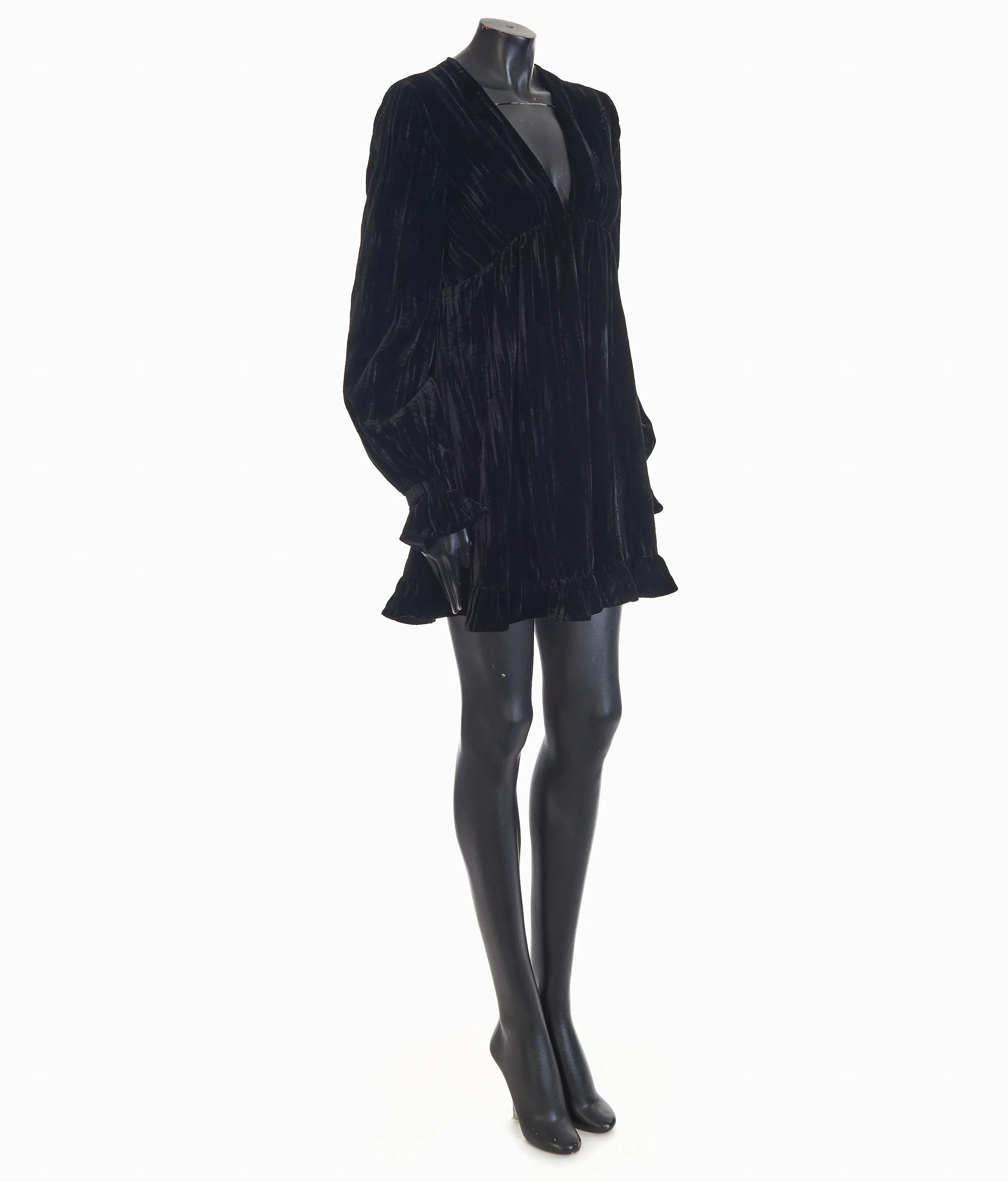 Black Short Mini Dress - Matte Velvet