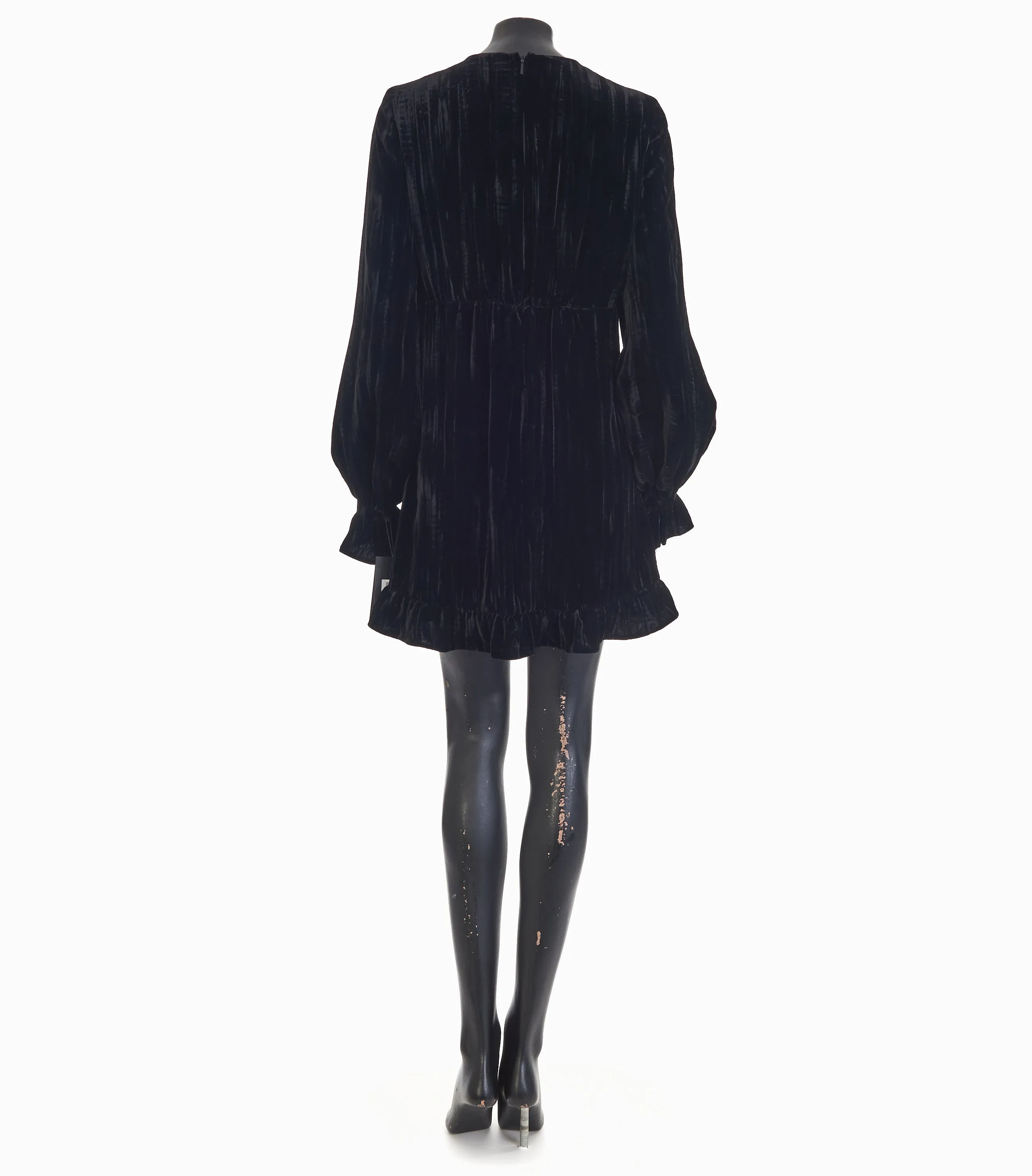 Black Short Mini Dress - Matte Velvet