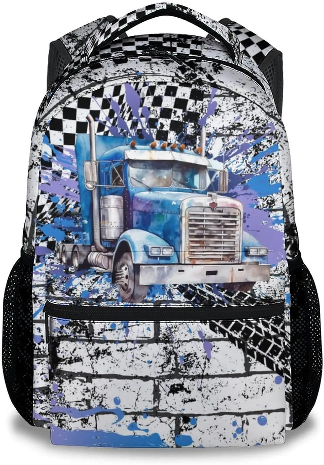 Boys Backpacks for School, 17 Inch Cute Truck Backpack for Primary School, Blue Durable Lightweight Kids Bookbag for Kindergarten