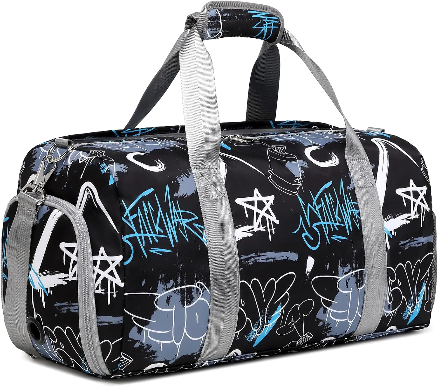Boys Duffle Bag with Wet & Shoe Pouch for Teens, Black Large-capacity Sport Overnight Travel Gym Weekender Sleepover Carry On Bag for Teens Boys