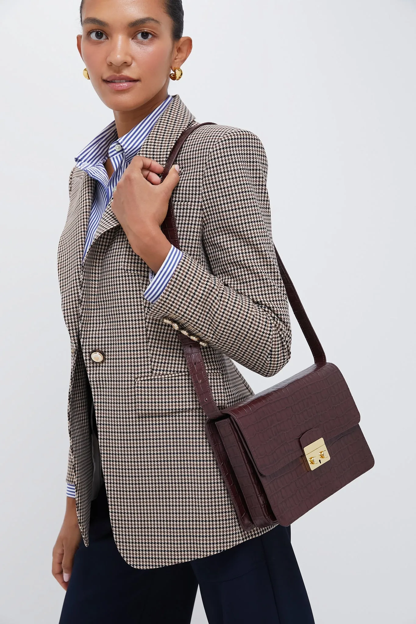 Brown Croc Anderson Crossbody