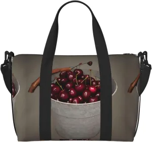 Bucket with Full of Cherries print Crossbody Travel Bags Fashion Travel Bags Items Travel Bags Tote Bags