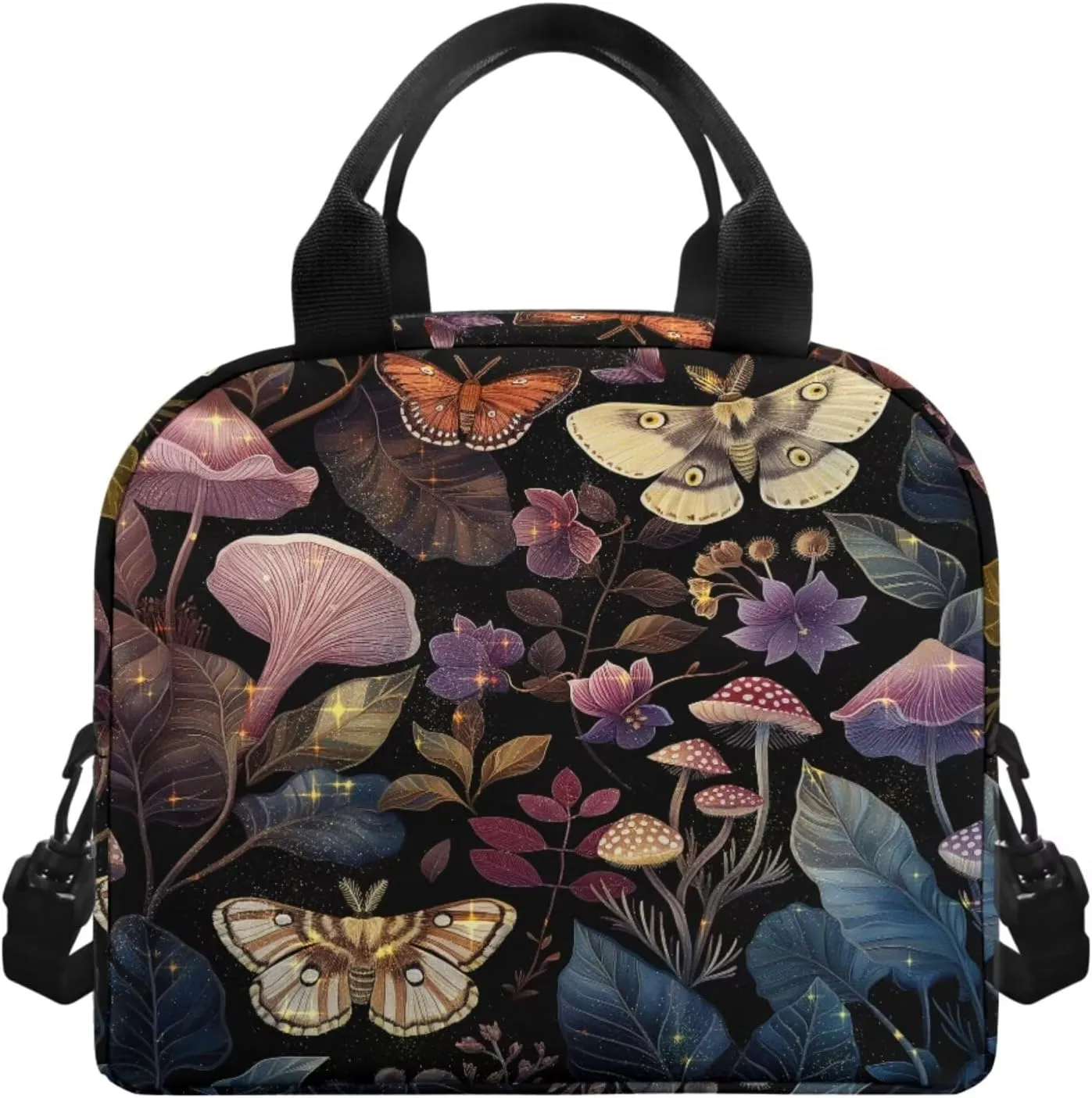 Butterfly Backpacks with Lunchboxes for Girls Mushroom School Backpack Middle School Backpacks for School Lunch Boxes for School Insulated Pencil Box Sport Water Bottle Cover