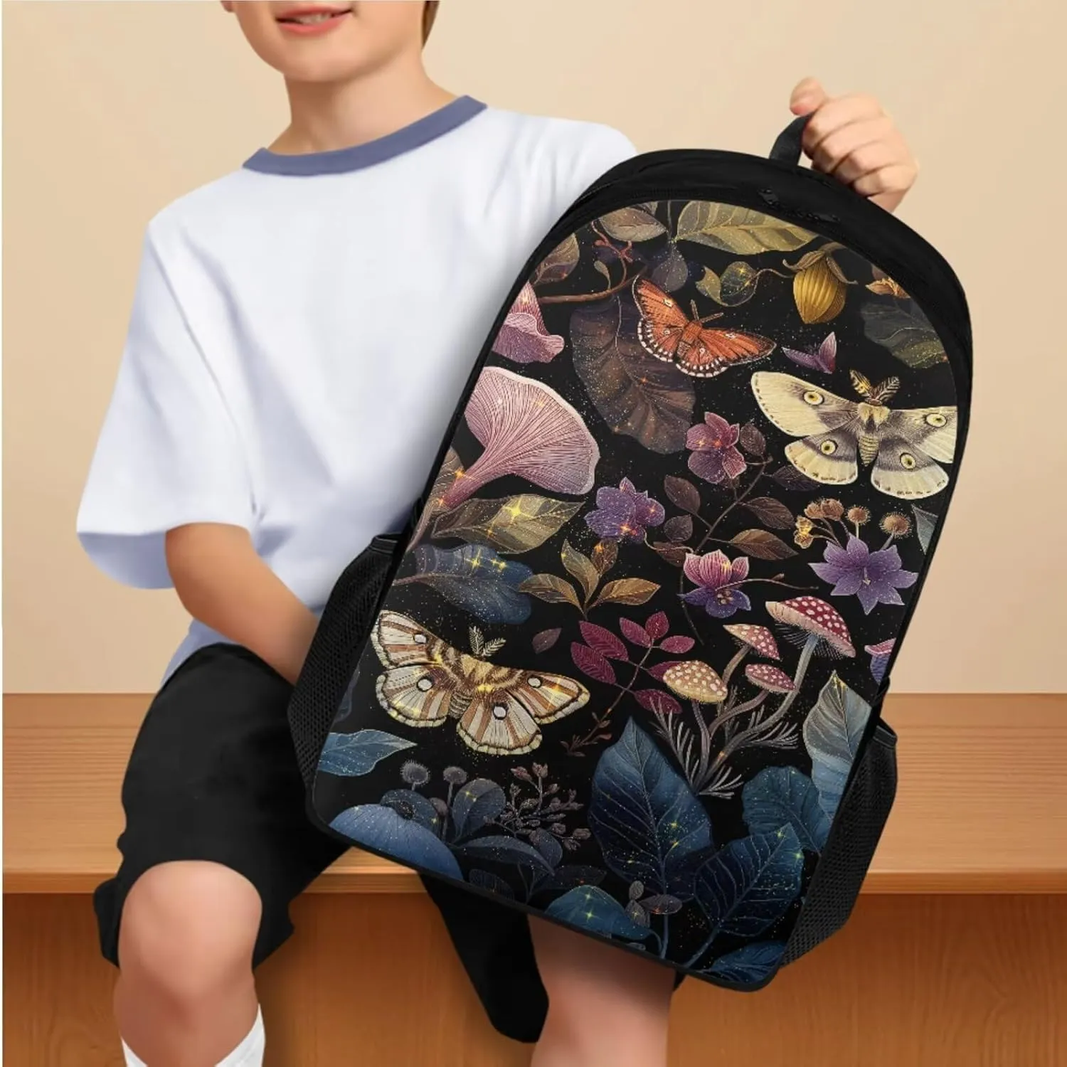 Butterfly Backpacks with Lunchboxes for Girls Mushroom School Backpack Middle School Backpacks for School Lunch Boxes for School Insulated Pencil Box Sport Water Bottle Cover