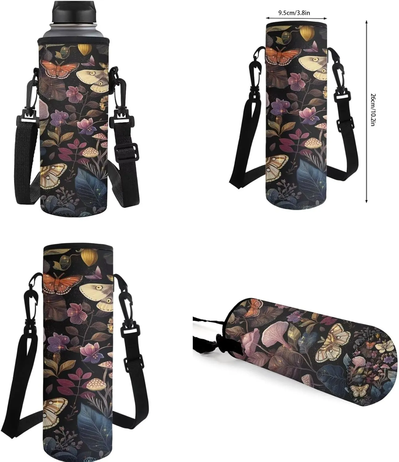 Butterfly Backpacks with Lunchboxes for Girls Mushroom School Backpack Middle School Backpacks for School Lunch Boxes for School Insulated Pencil Box Sport Water Bottle Cover