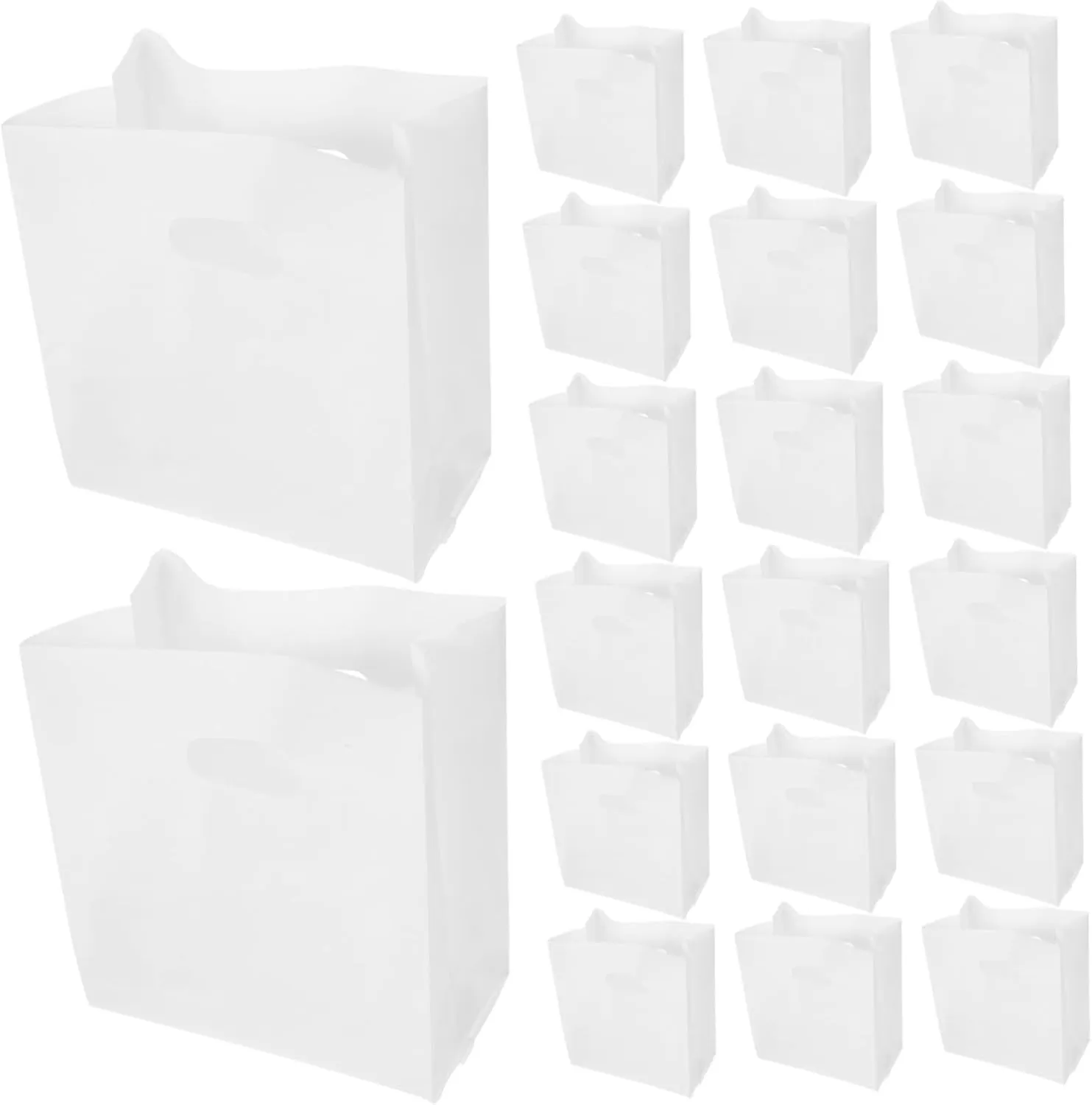 Cabilock 50pcs Plastic Shopping Bags Heavy Duty Bread Cake Packaging Bags Handles Retail Store Bakery Use
