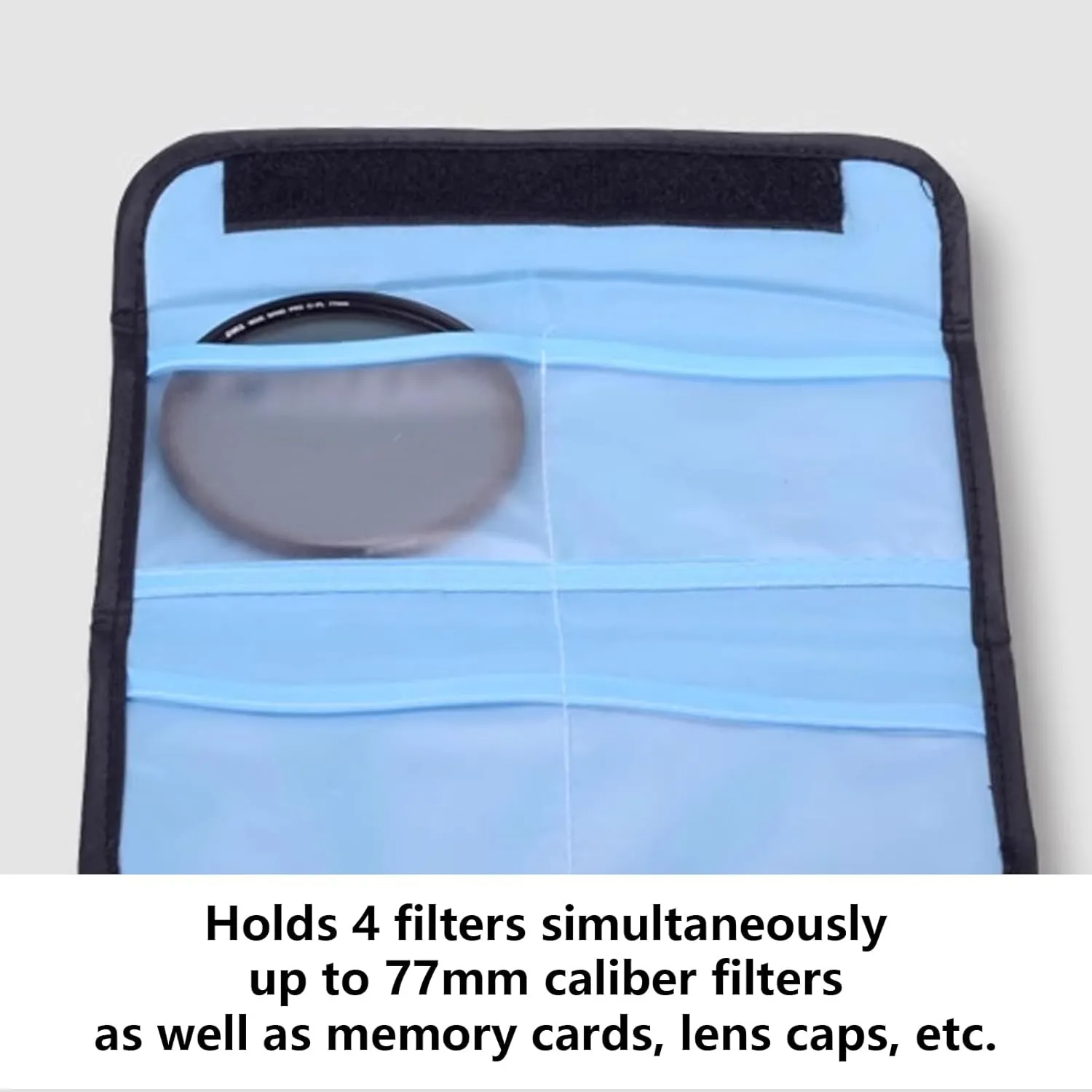 Camera Filter Pouches Lens Filter Case for Up to 82mm Circular and Square Foldable Canvas Bag for Travel Use