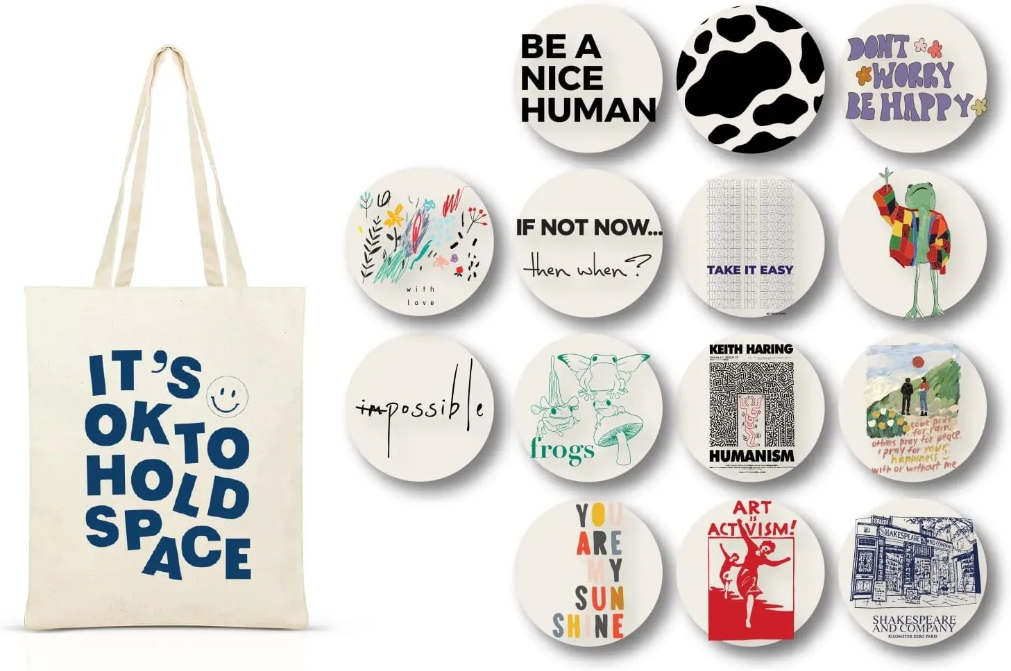 Canvas Tote Bag For Women With Trendy Patterns, Reusable Aesthetic Eco Bags, Book Shopping Grocery Cotton Cute Totes