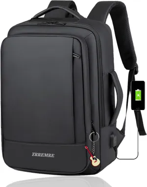 Carry On Backpack Organized Personal Item Airlines Travel Bag,15.6 Inch Expandable Business Laptop Backpack,Weekend Rucksack (Black)