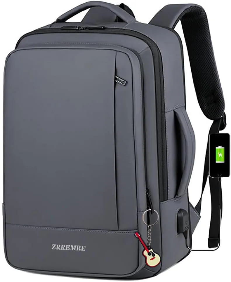 Carry On Backpack Organized Personal Item Airlines Travel Bag,15.6 Inch Expandable Business Laptop Backpack,Weekend Rucksack (Grey)