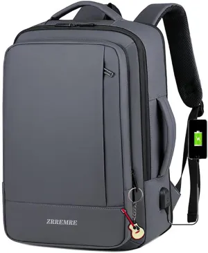 Carry On Backpack Organized Personal Item Airlines Travel Bag,15.6 Inch Expandable Business Laptop Backpack,Weekend Rucksack (Grey)