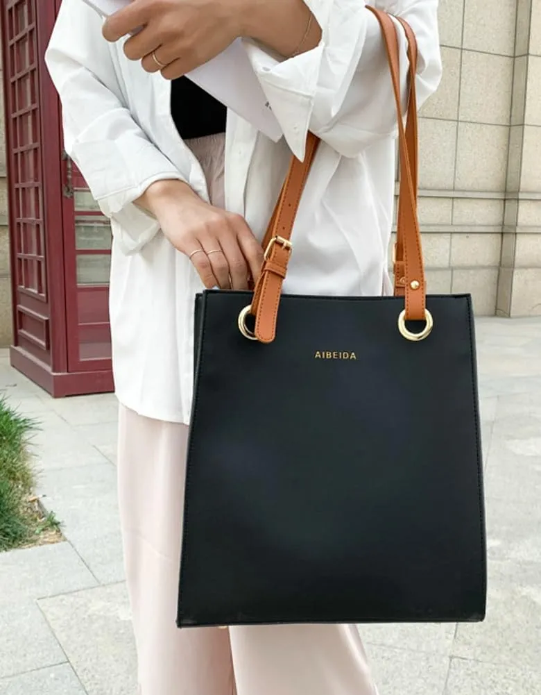 Casual Vegan Leather Shoulder Bags for Women Soft Tote Purses Ladies Large Top Handle Handbag Working Satchels