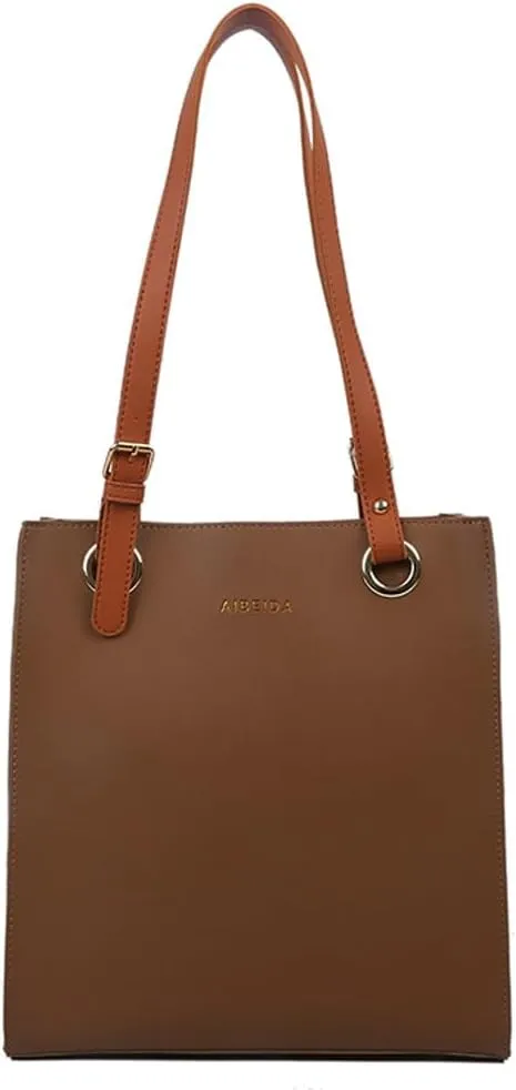 Casual Vegan Leather Shoulder Bags for Women Soft Tote Purses Ladies Large Top Handle Handbag Working Satchels
