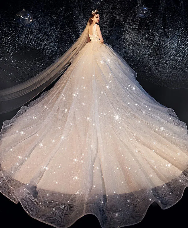 Champagne Tulle Wedding Dress, Champagne Tulle Bridal Gown