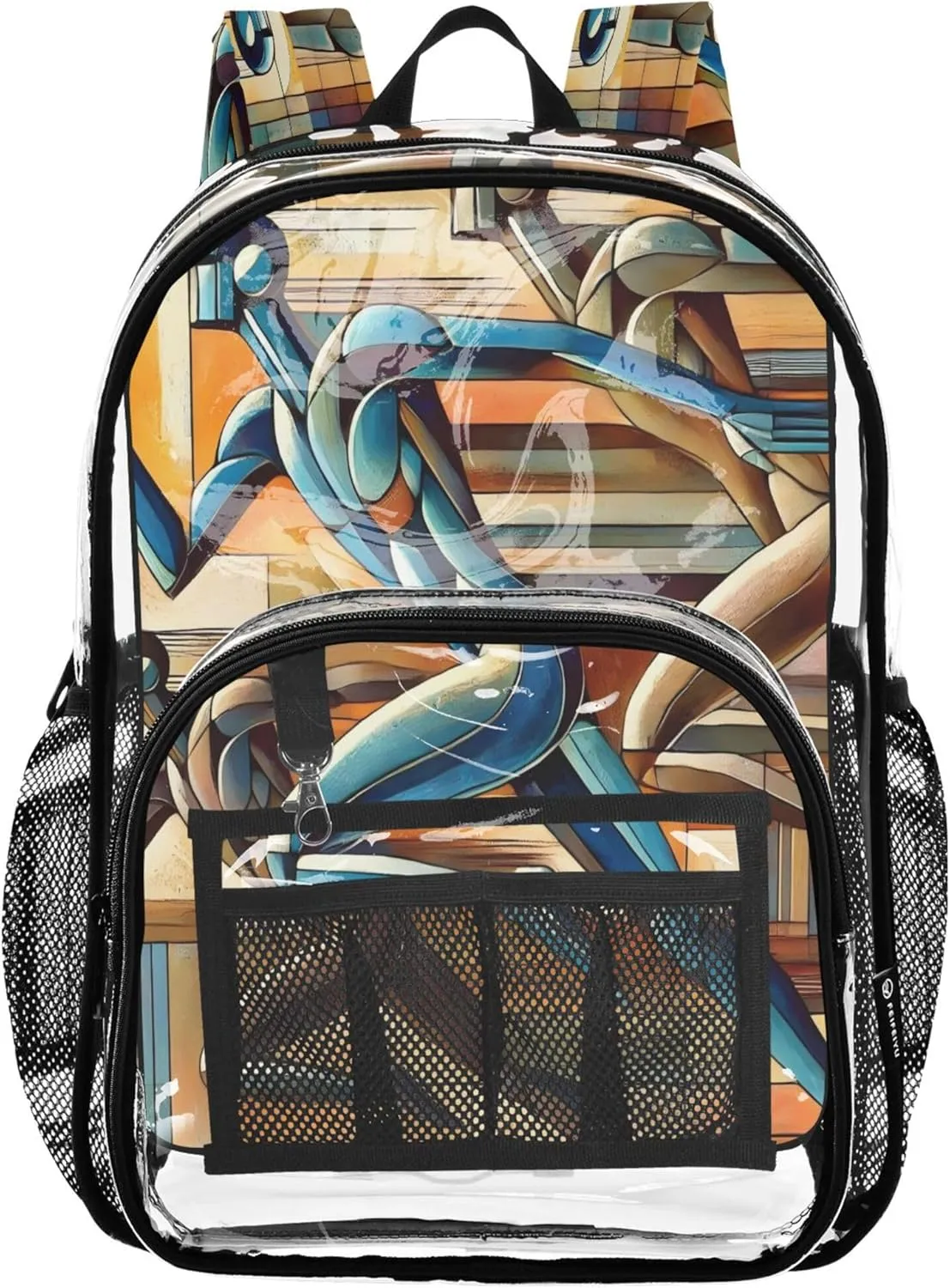 CHIFIGNO Abstract Runners Brown Travel Bag Kids, Clear Plastic Bag, Book Bag, Clear Bags