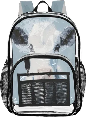 CHIFIGNO Charming Cow Blue Kids' Backpacks, Clear Plastic Bag, Clear Bag, Cute Backpacks for Teen Girls