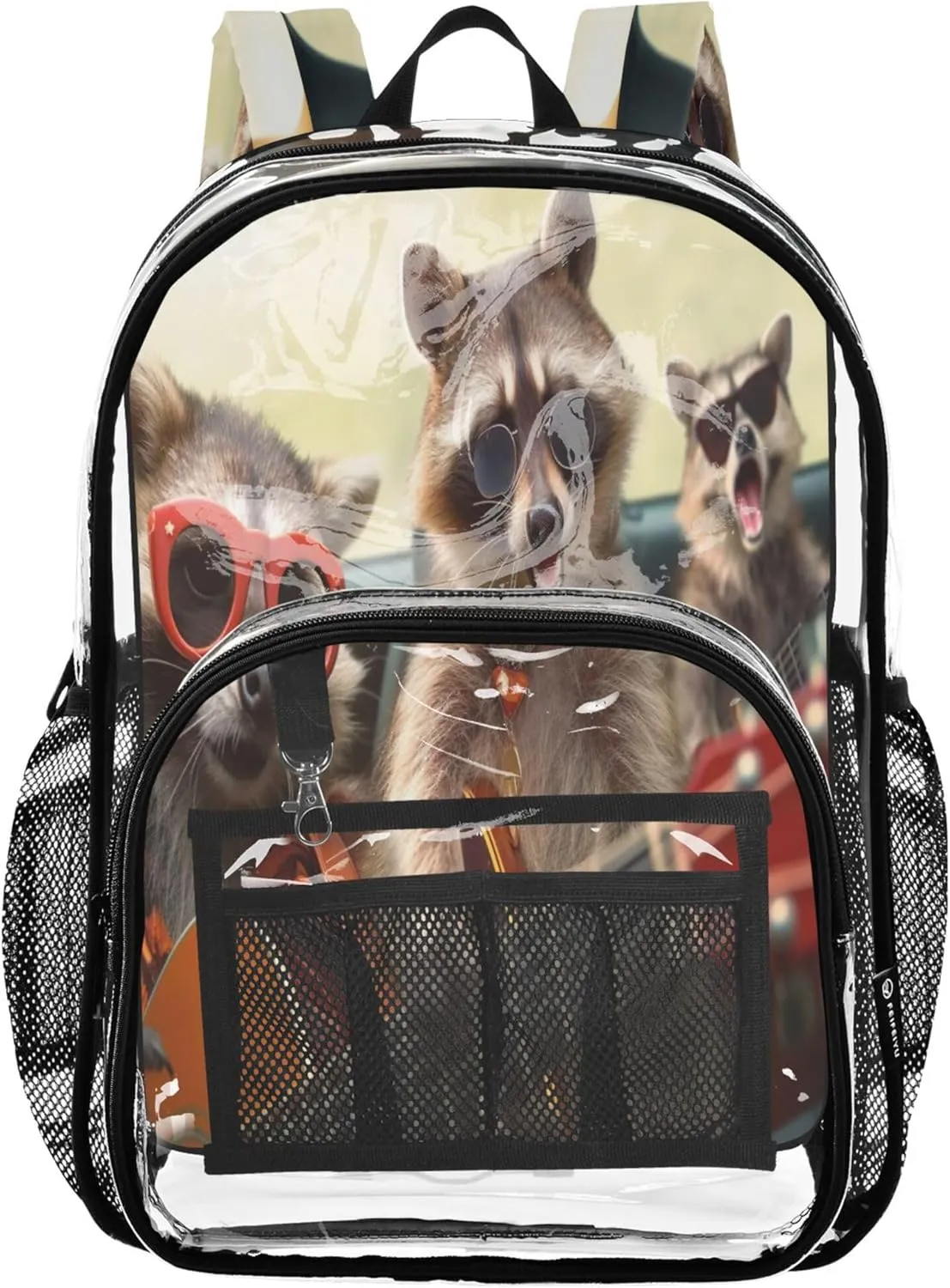 CHIFIGNO Funny Raccoons Girls Bag, Clear Plastic Bag, See through Bag, Clear Bag
